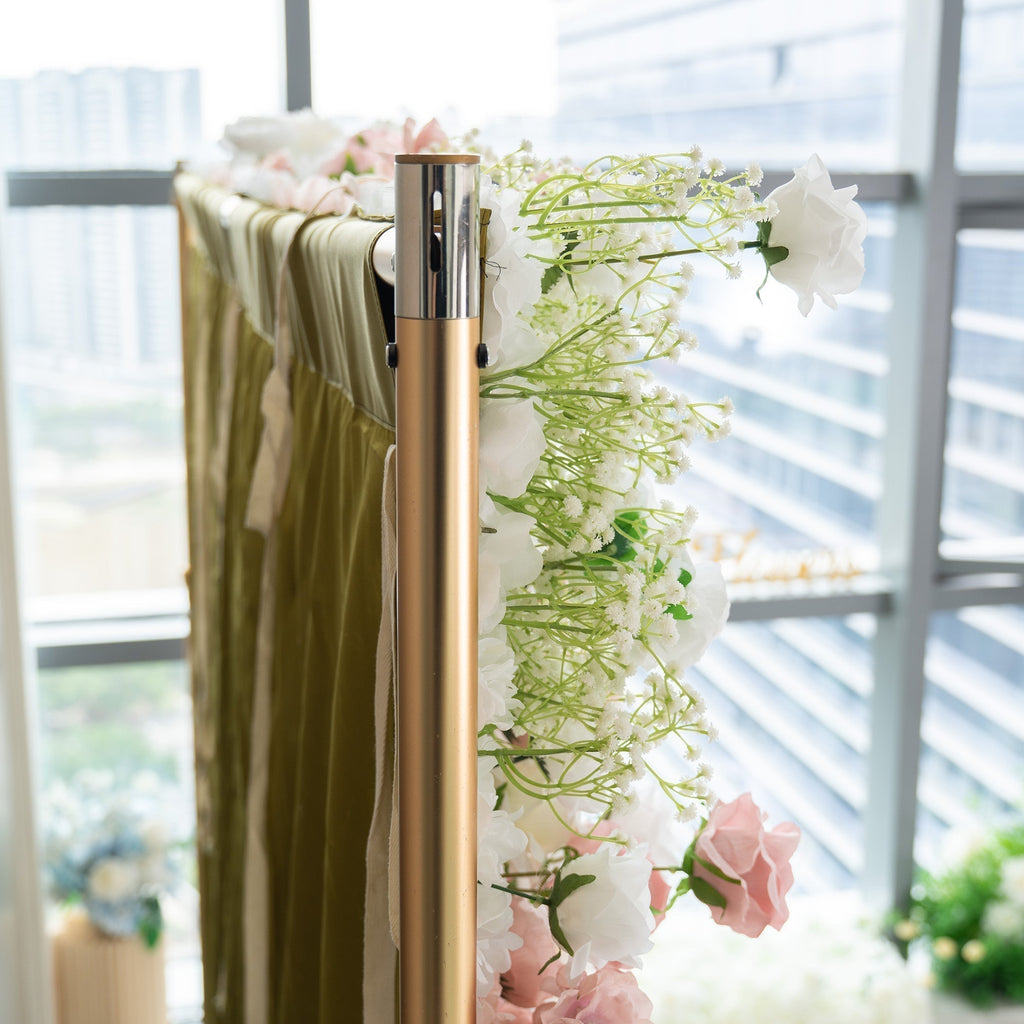 Romantic Floral Backdrop - Blush Nude and White Artificial Flower Wall for Weddings, Events, and Special Occasions-VF-418