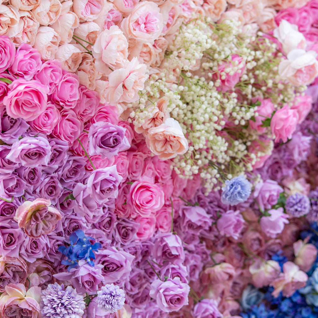 Valar Flowers Roll Up Fabric Artificial Flower Wall Wedding Backdrop, Floral Party Decor, Event Photography-VF-340