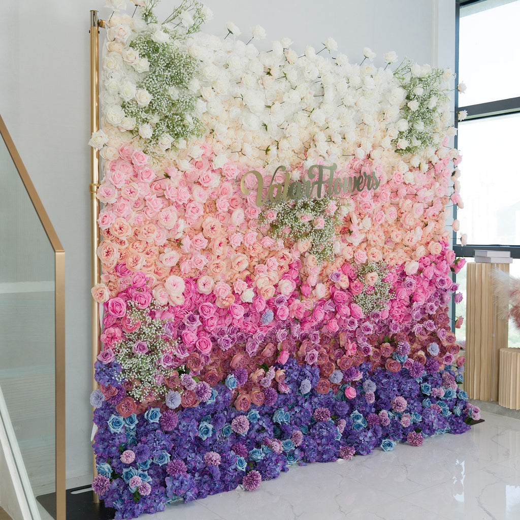 Valar Flowers Roll Up Fabric Artificial Flower Wall Wedding Backdrop, Floral Party Decor, Event Photography-VF-340