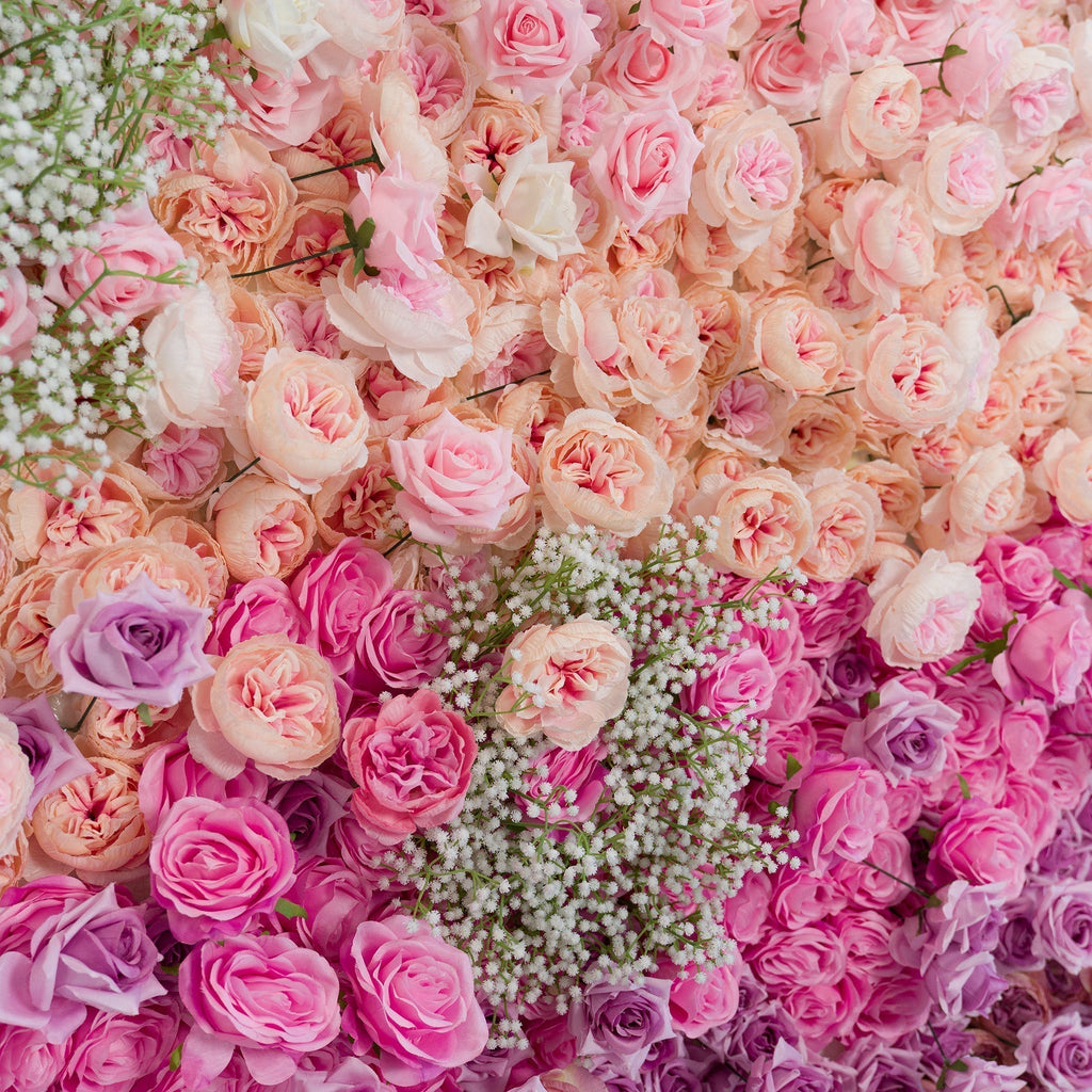 Valar Flowers Roll Up Fabric Artificial Flower Wall Wedding Backdrop, Floral Party Decor, Event Photography-VF-340